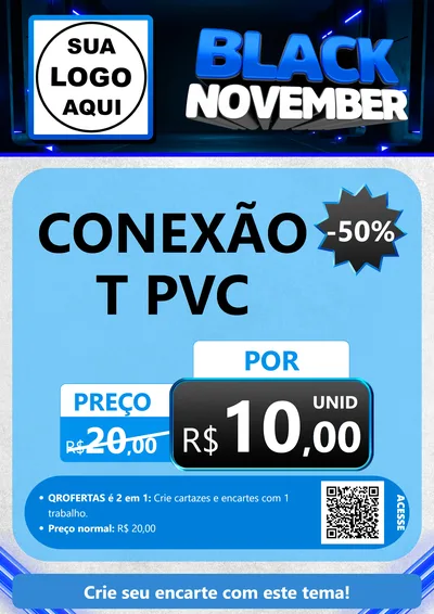 Modelo de Cartaz para Cartaz A4 Vertical com o tema Black November para Tubos e conexões