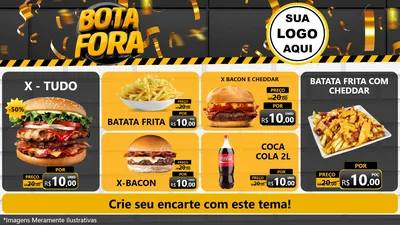 Modelo de TV para TV Horizontal com o tema Bota Fora para Hamburgueria