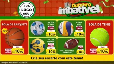 Modelo de TV para TV Horizontal com o tema Outubro Imbatível para Artigos Esportivos