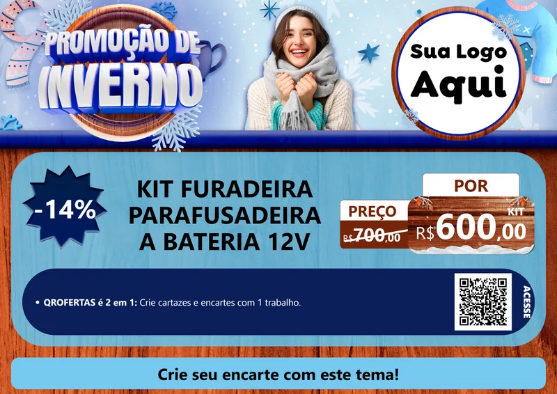Modelo de Cartaz para Cartaz A4 Horizontal com o tema Promoção de Inverno para Maquinas e Ferramentas