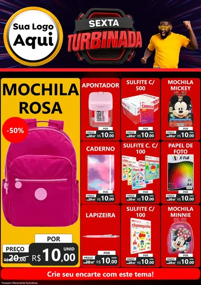 Modelo de Encarte para Encarte A4 Vertical com o tema Sexta Turbinada para Papelaria