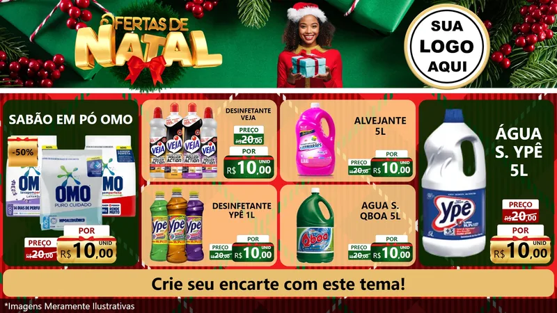Modelo de TV para TV Horizontal com o tema Ofertas de Natal para Produtos de Limpeza