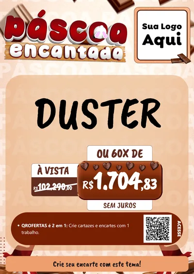 Modelo de Cartaz para Cartaz A4 Vertical com o tema Páscoa Encantada para Concessionaria de Carros