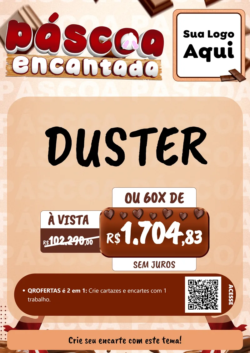 Modelo de Cartaz para Cartaz A4 Vertical com o tema Páscoa Encantada para Concessionaria de Carros