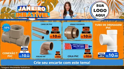 Modelo de TV para TV Horizontal com o tema Janeiro Imbatível para Tubos e conexões