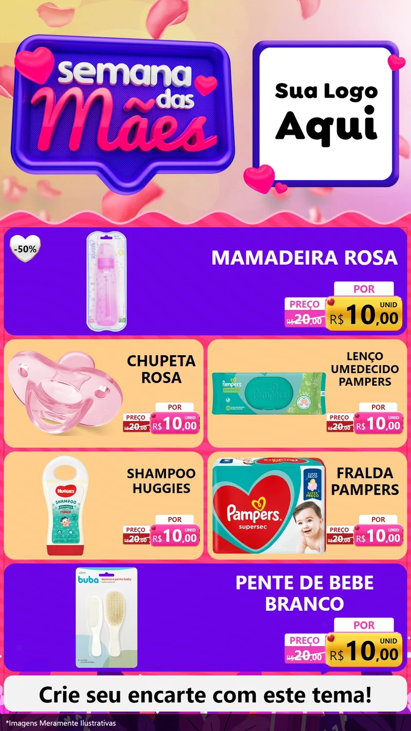 Modelo de TV para TV Vertical com o tema Semana das Mães para Bebês