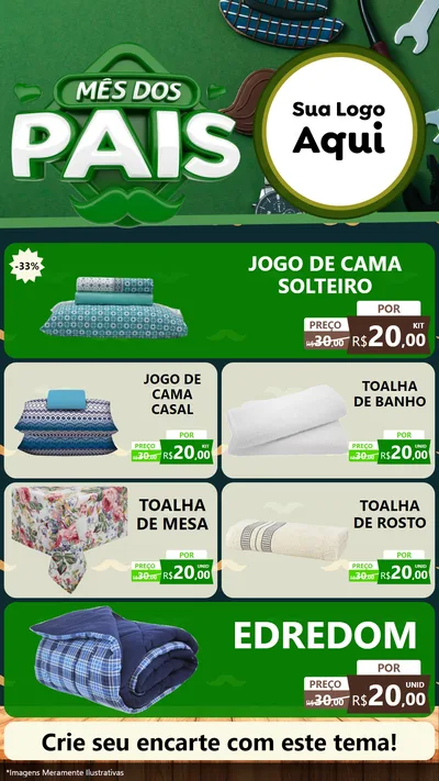 Modelo de TV para TV Vertical com o tema Mês dos Pais para Cama, Mesa e Banho