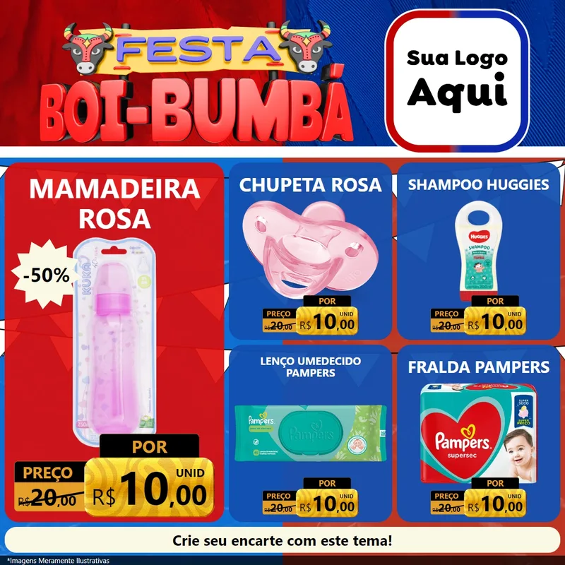 Modelo de Rede Social para Feed Facebook com o tema Festa Boi Bumbá para Bebês