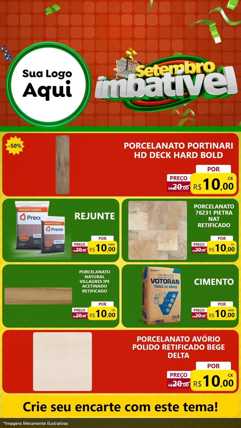 Modelo de TV para TV Vertical com o tema Setembro Imbatível para Pisos e revestimentos