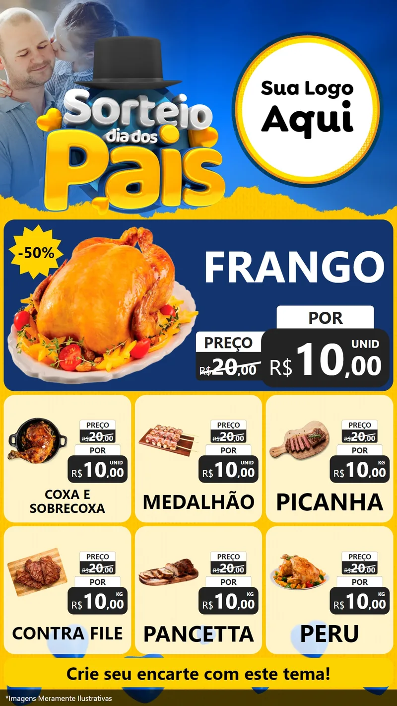 Modelo de Rede Social para Stories com o tema Sorteio Dia Dos Pais para Assados