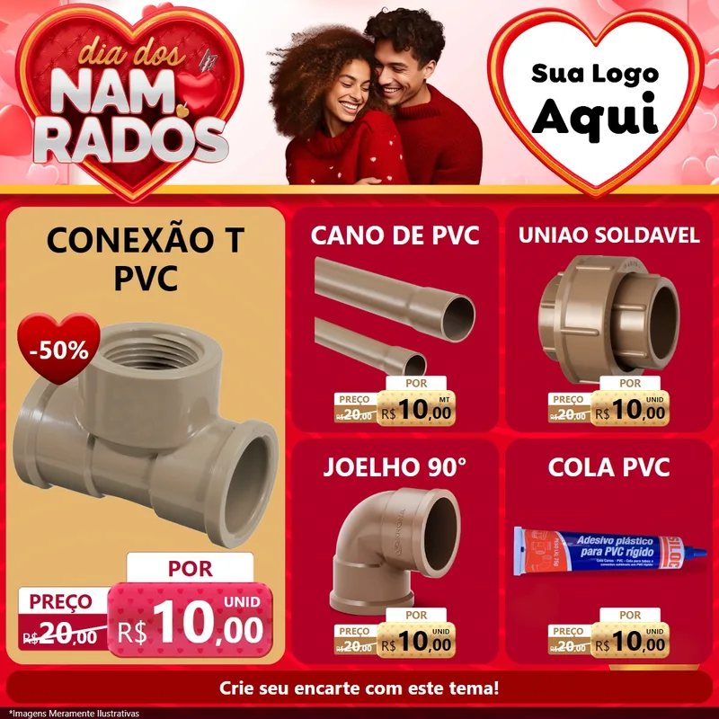 Modelo de Rede Social para Feed Facebook com o tema Dia dos Namorados para Tubos e conexões