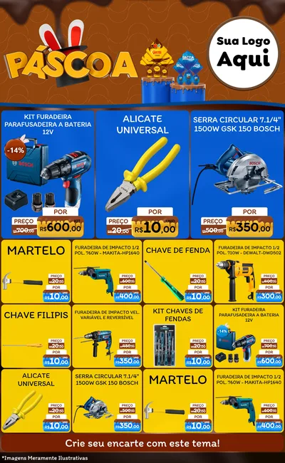 Modelo de Encarte para Encarte Grande com o tema Páscoa para Maquinas e Ferramentas