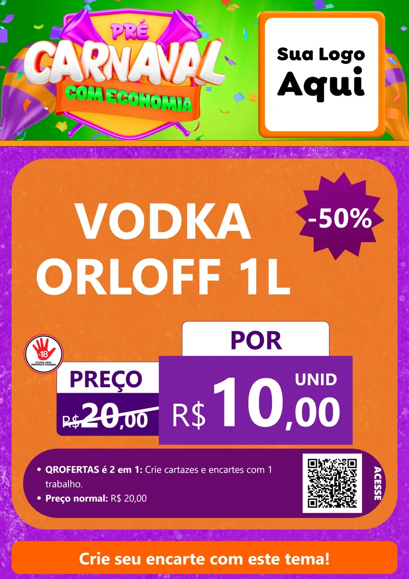Modelo de Cartaz para Cartaz A4 Vertical com o tema Pré-Carnaval Com Economia para Distribuidora de bebidas