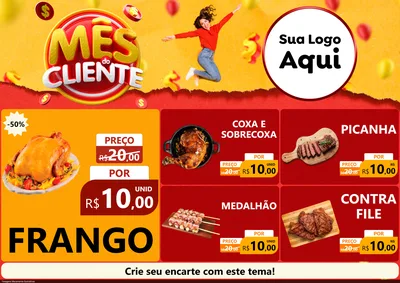 Modelo de Encarte para Encarte A4 Horizontal com o tema Mês do Cliente para Assados