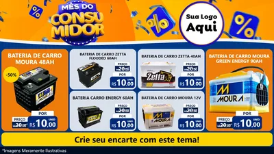 Modelo de TV para TV Horizontal com o tema Mês do Consumidor para Baterias Elétricas