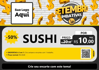 Modelo de Cartaz para Cartaz A4 Horizontal com o tema Setembro Imbatível para Comida japonesa