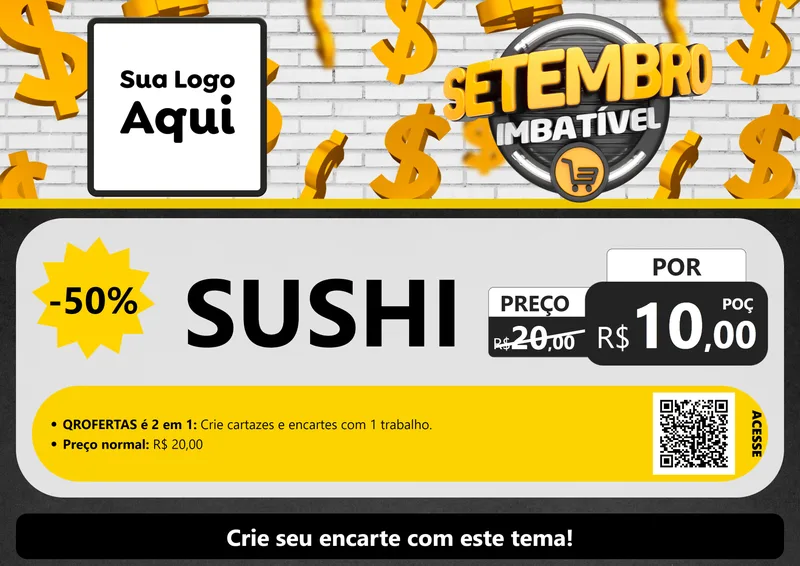 Modelo de Cartaz para Cartaz A4 Horizontal com o tema Setembro Imbatível para Comida japonesa