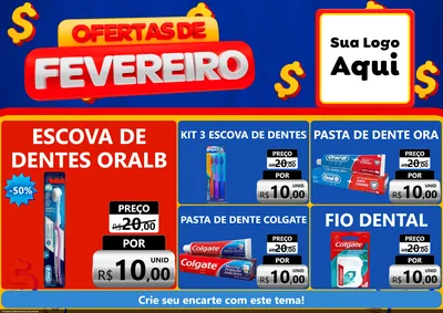 Modelo de Encarte para Encarte A4 Horizontal com o tema Ofertas de Fevereiro para Higiene Pessoal