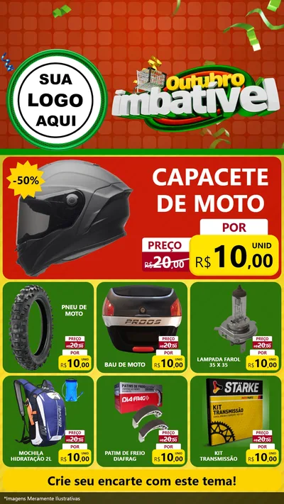 Modelo de Rede Social para Stories com o tema Outubro Imbatível para Moto peças
