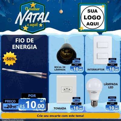 Modelo de Rede Social para Feed Facebook com o tema O Melhor Natal É Aqui! para Materiais Elétricos