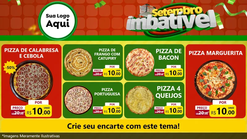 Modelo de TV para TV Horizontal com o tema Setembro Imbatível para Pizzaria