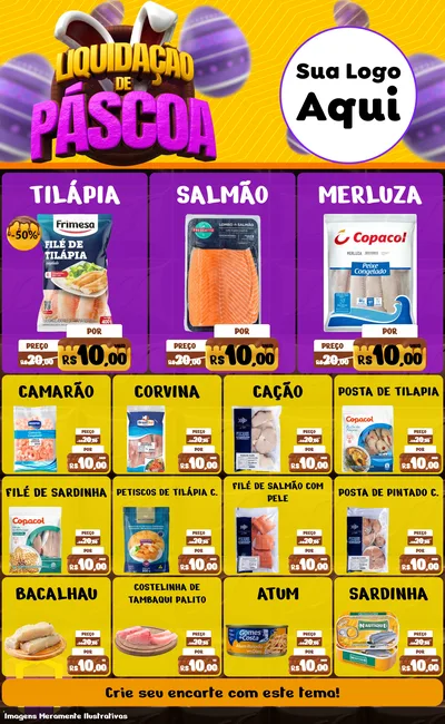 Modelo de Encarte para Encarte Grande com o tema Liquidação de Páscoa para Peixaria