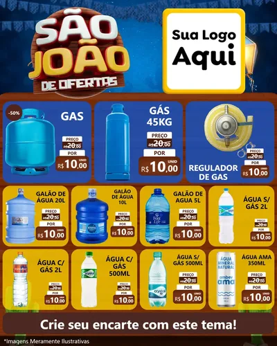 Modelo de Rede Social para Feed Instagram com o tema São João Ofertas Imbatíveis! - Junina para Água e gás