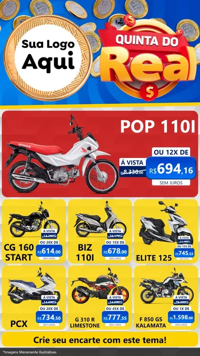 Modelo de Rede Social para Stories com o tema Quinta do Real para Concessionaria de Motos