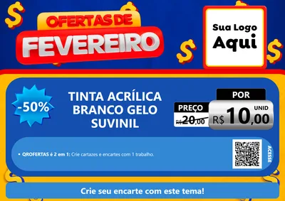 Modelo de Cartaz para Cartaz A4 Horizontal com o tema Ofertas de Fevereiro para Tintas e Ferramentas