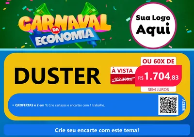 Modelo de Cartaz para Cartaz A4 Horizontal com o tema Carnaval da Economia para Concessionaria de Carros
