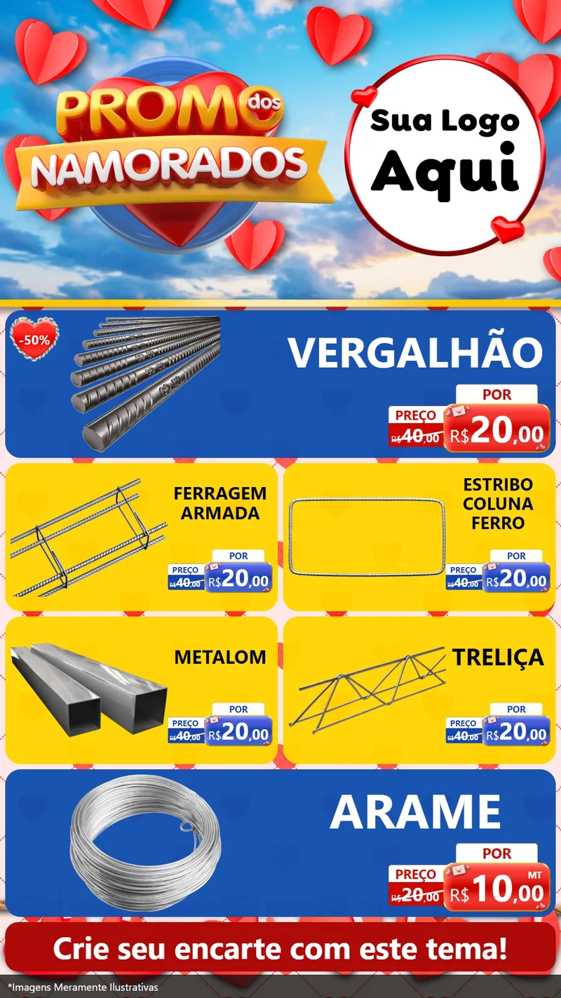 Modelo de TV para TV Vertical com o tema Promo dos Namorados para Ferragens