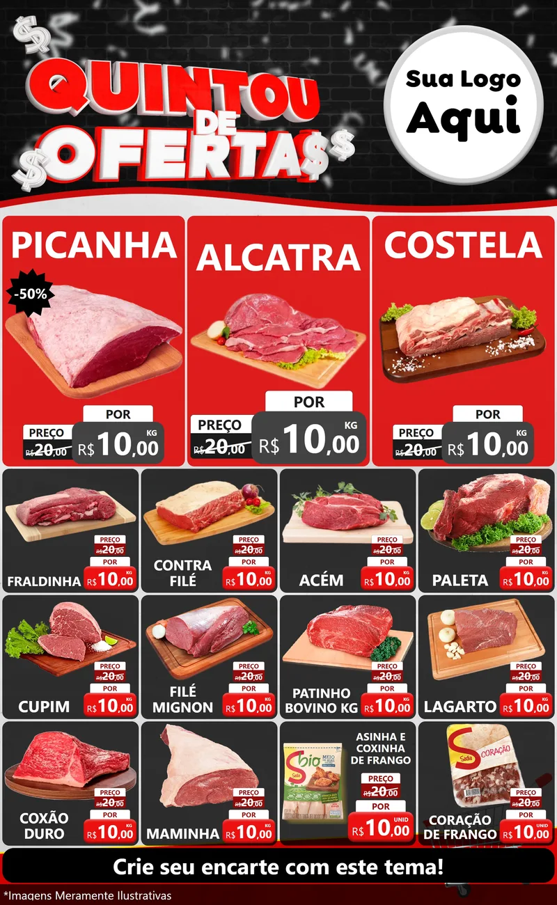 Modelo de Encarte para Encarte Grande com o tema Quintou de Ofertas para Açougue