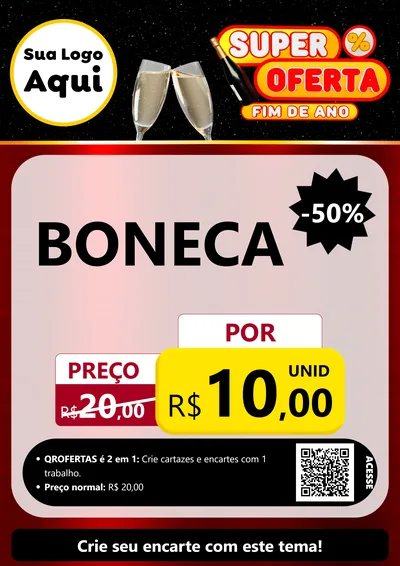 Modelo de Cartaz para Cartaz A4 Vertical com o tema Super Oferta Fim de Ano para Brinquedos