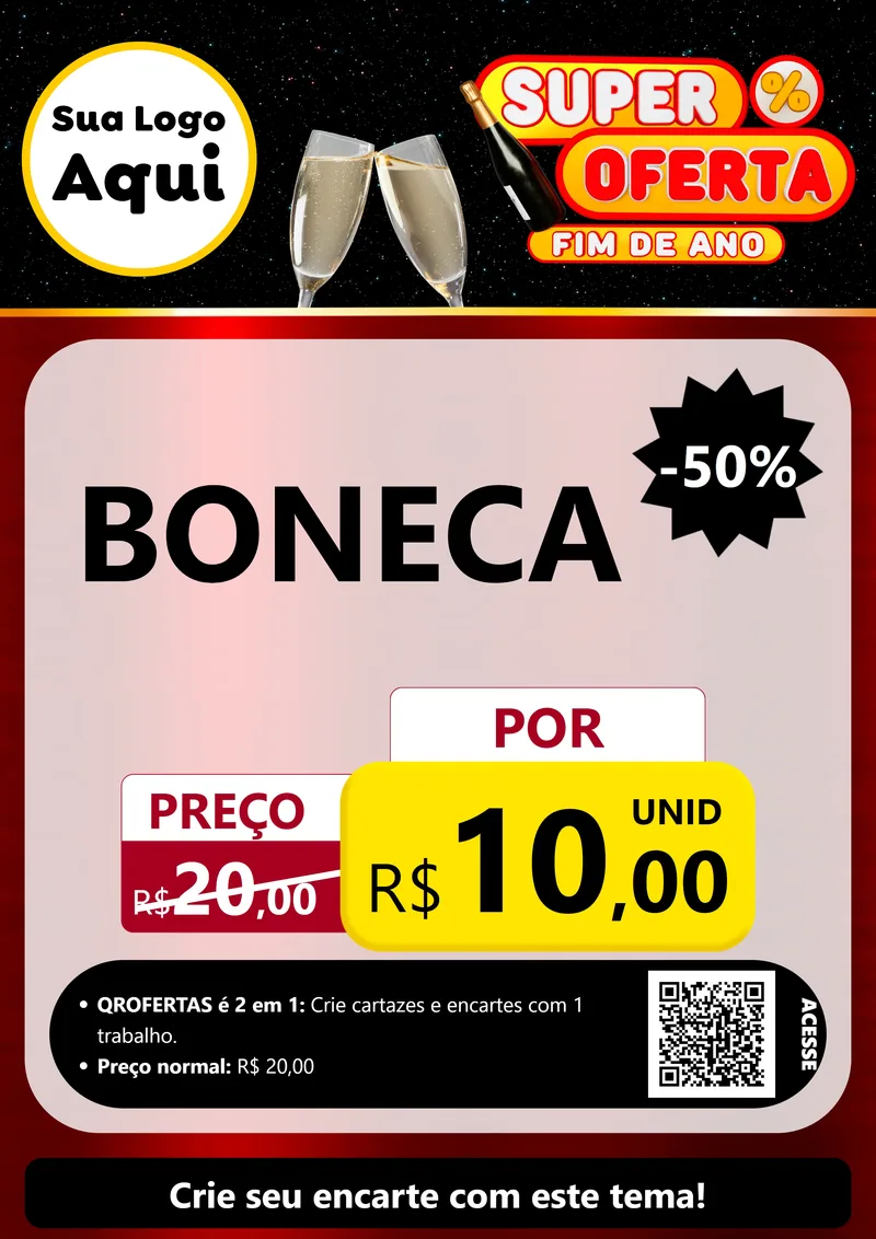 Modelo de Cartaz para Cartaz A4 Vertical com o tema Super Oferta Fim de Ano para Brinquedos