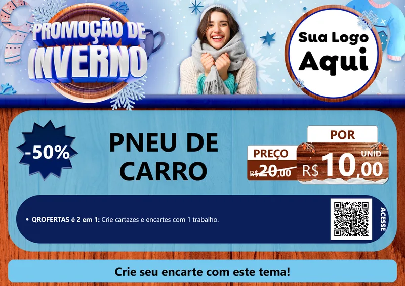 Modelo de Cartaz para Cartaz A4 Horizontal com o tema Promoção de Inverno para Auto peças