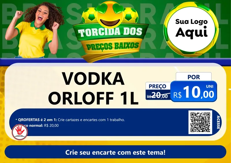 Modelo de Cartaz para Cartaz A4 Horizontal com o tema Torcida dos Preços Baixos - Copa para Distribuidora de bebidas