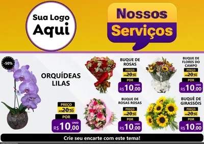 Modelo de Encarte para Encarte A4 Horizontal com o tema Nossos Serviços para Floricultura e jardim