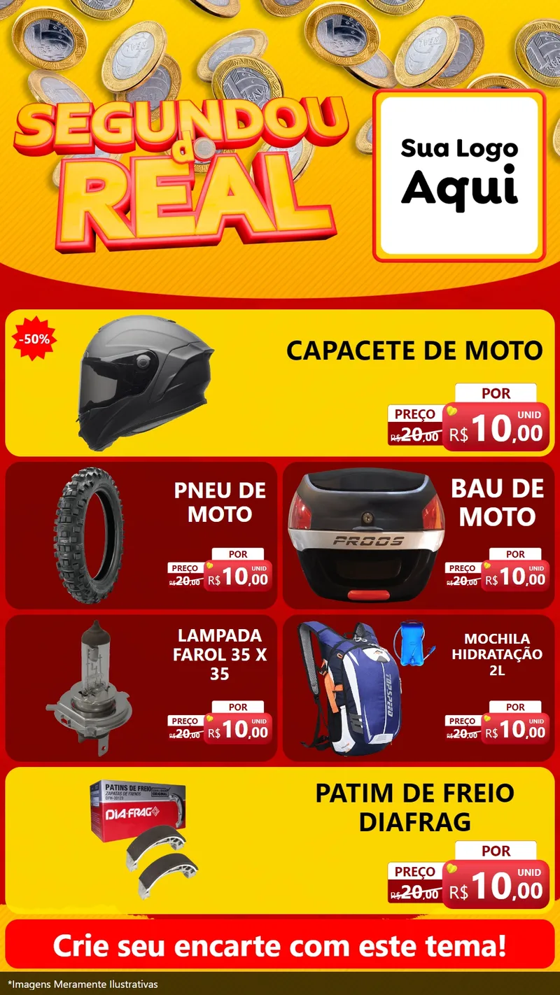Modelo de TV para TV Vertical com o tema Segundou do Real para Moto peças
