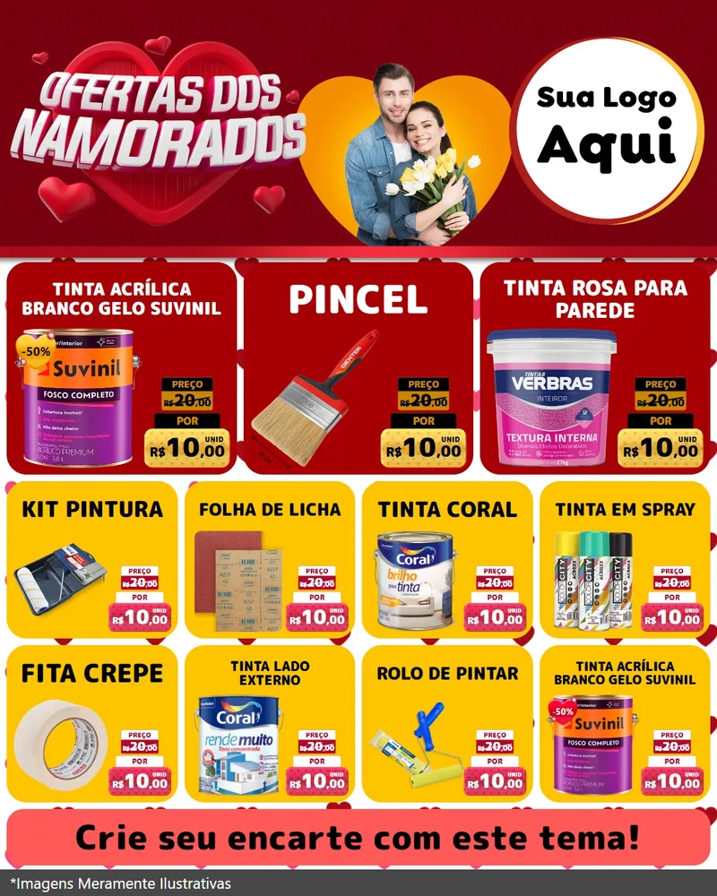 Modelo de Rede Social para Feed Instagram com o tema Ofertas Dos Namorados para Tintas e Ferramentas