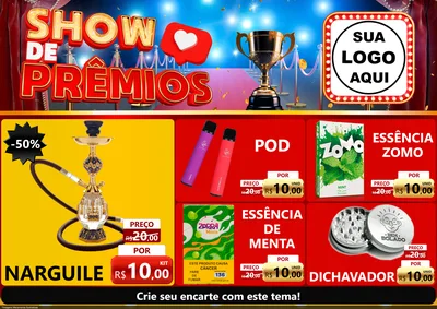 Modelo de Encarte para Encarte A4 Horizontal com o tema Show de Prêmios para Tabacaria