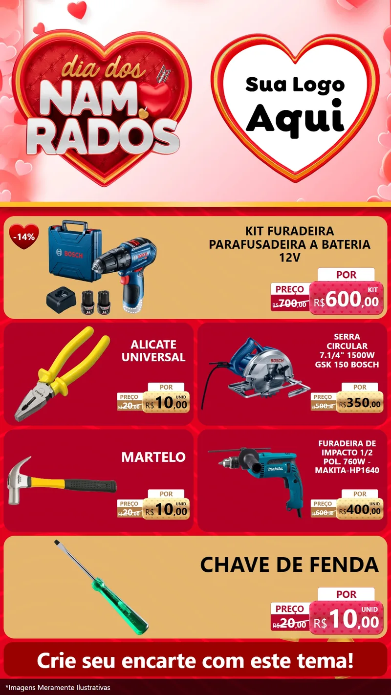 Modelo de TV para TV Vertical com o tema Dia dos Namorados para Maquinas e Ferramentas