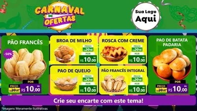 Modelo de TV para TV Horizontal com o tema Carnaval de Ofertas para Padaria