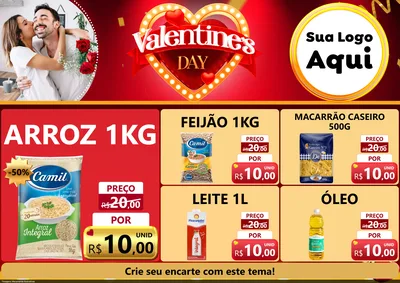 Modelo de Encarte para Encarte A4 Horizontal com o tema Valentine's Day para Supermercado