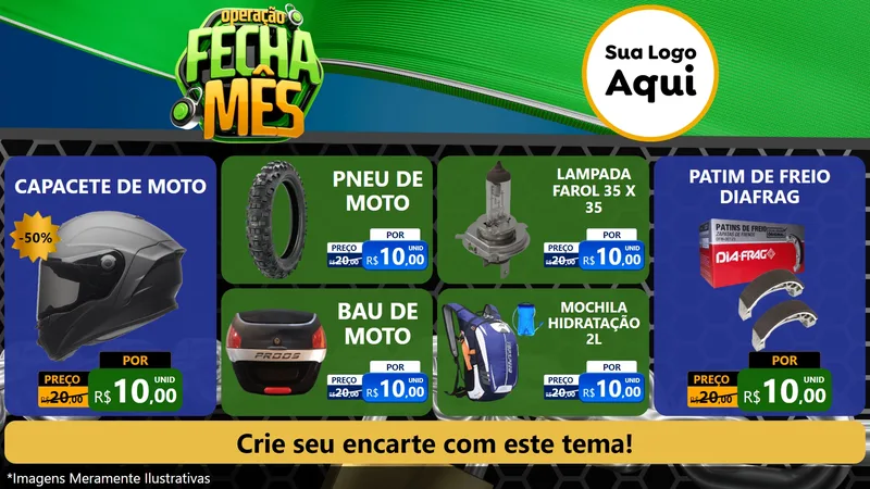 Modelo de TV para TV Horizontal com o tema Operação Fecha Mês para Moto peças