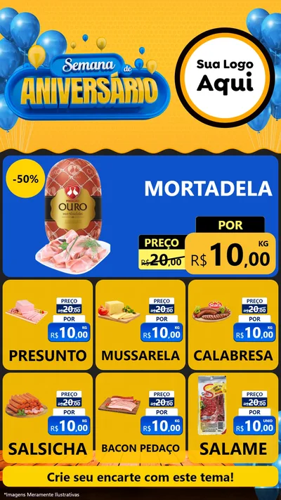 Modelo de Rede Social para Stories com o tema Semana de Aniversário para Frios e Laticínios