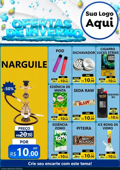 Modelo de Encarte para Encarte A4 Vertical com o tema Ofertas de Inverno para Tabacaria