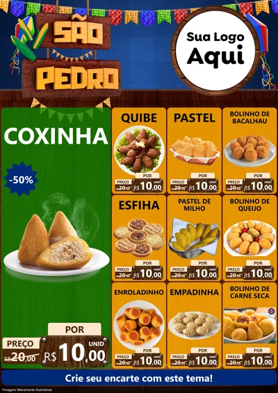 Modelo de Encarte para Encarte A4 Vertical com o tema São Pedro para Salgadaria