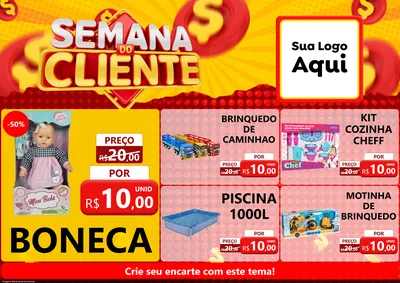 Modelo de Encarte para Encarte A4 Horizontal com o tema Semana do Cliente para Brinquedos