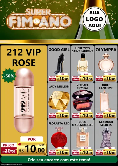 Modelo de Encarte para Encarte A4 Vertical com o tema Super Fim de Ano para Perfumes