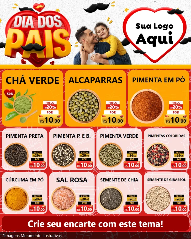 Modelo de Rede Social para Feed Instagram com o tema Dia dos Pais para Produtos Naturais
